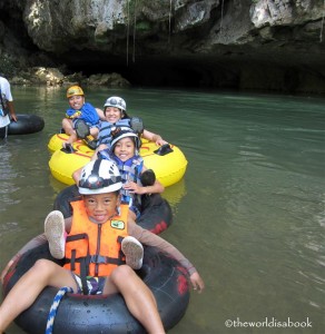 Belize cave tubing with kids