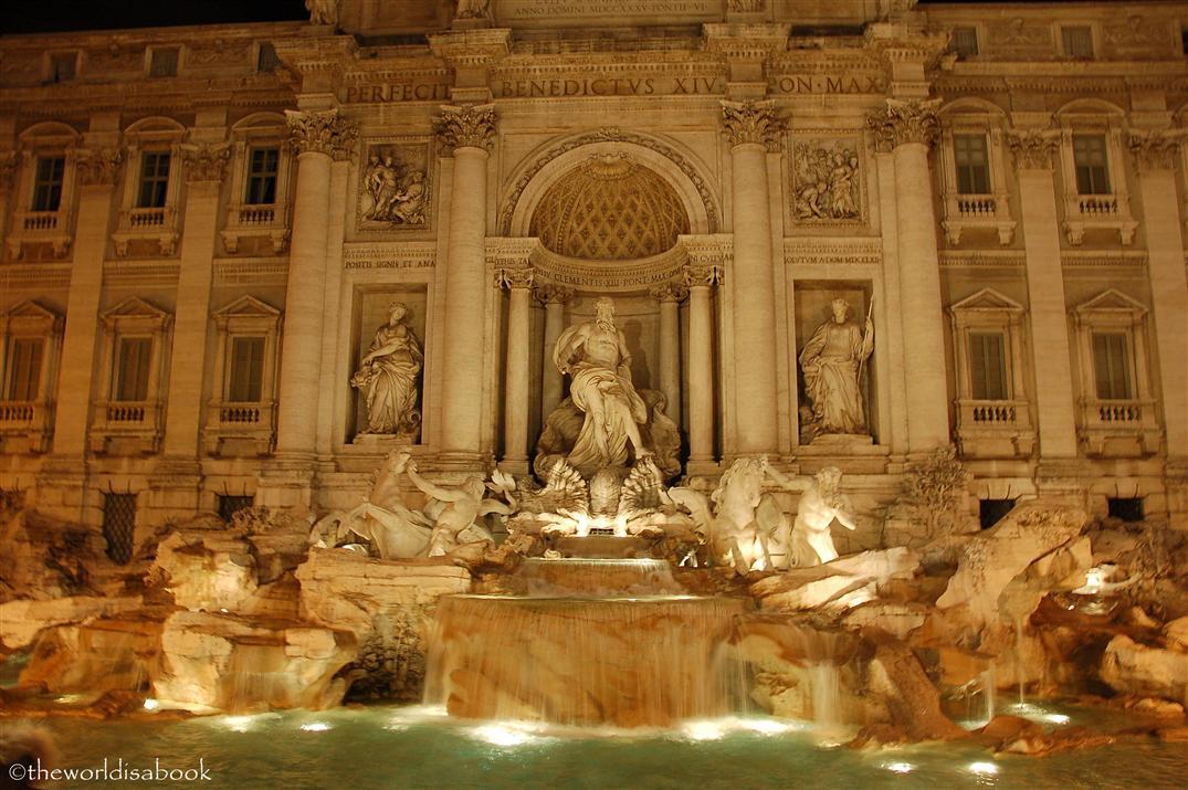 Rome Trevi Fountain at night