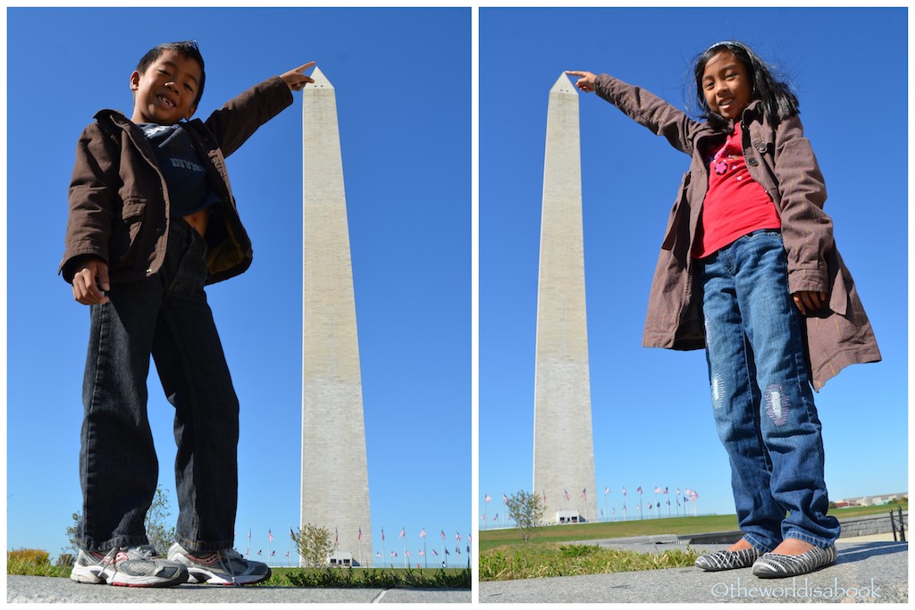 Washington Monument with kids