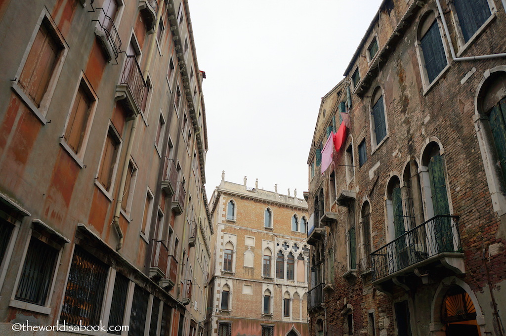 Venice gondola ride buildings