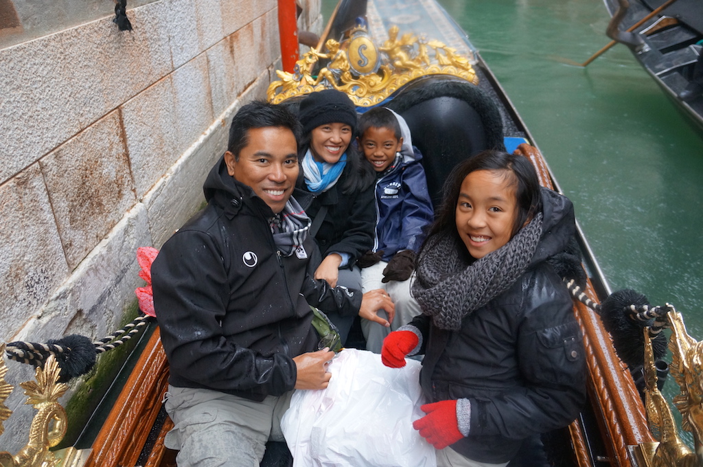Venice gondola with kids