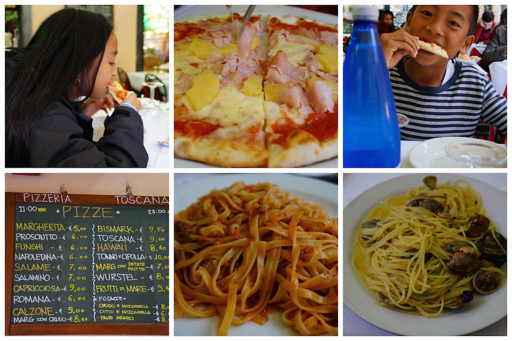 Eating in Pisa with kids