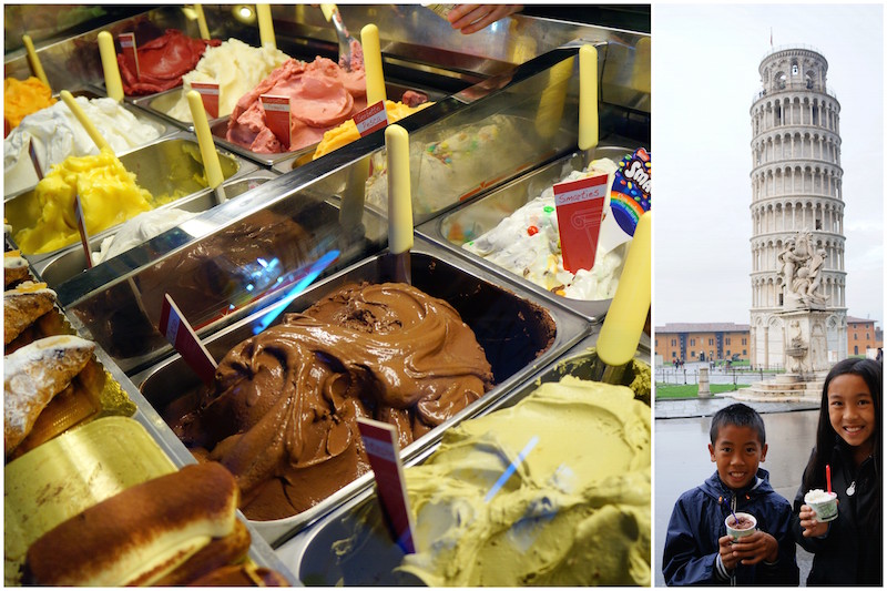 Pisa with kids gelato