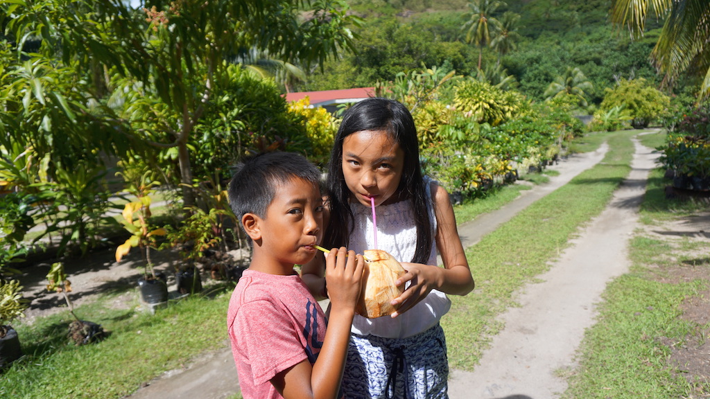 Bora Bora with kids coconut