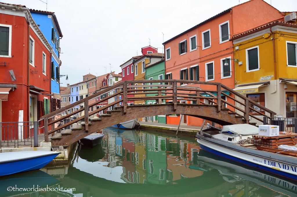 Burano colored houses bridge