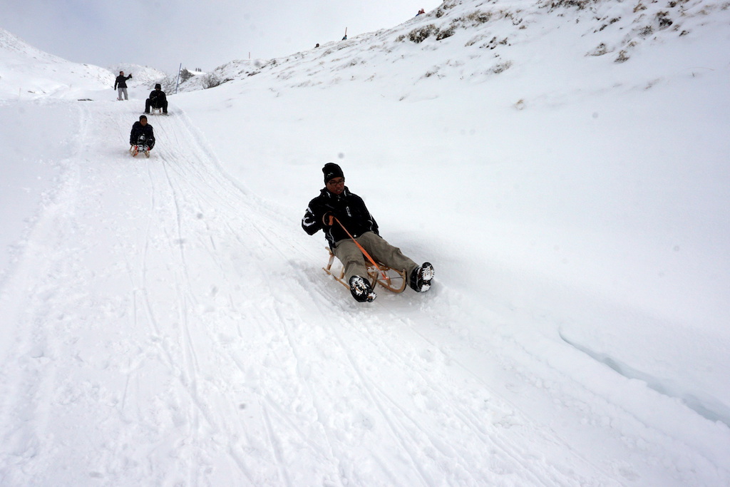 Furenalp Sledging with kids