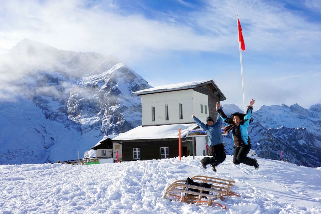 Jumping in Furenalp Switzerland