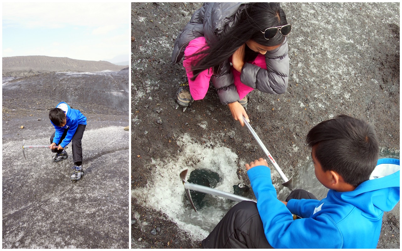 Ice Axes Glacier Hiking with kids