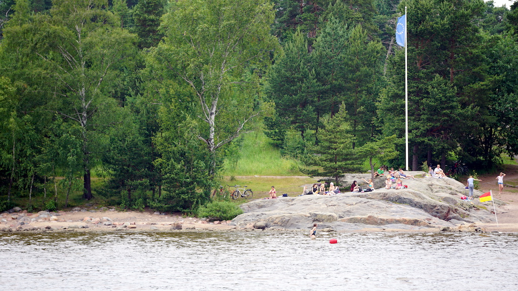 Helsinki sightseeing cruise sunbathers