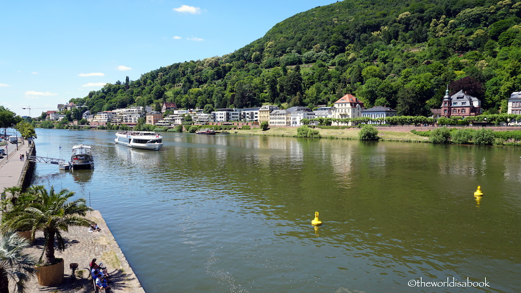 Heidelberg Neckar river with boat