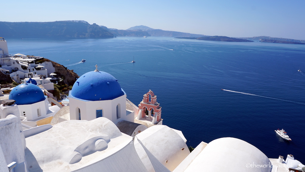 Oia blue domes Santorini with kids