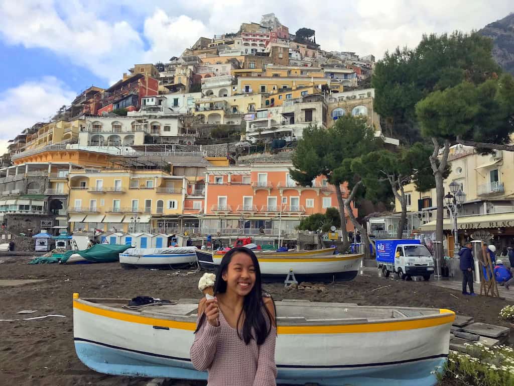 Positano beach with kids