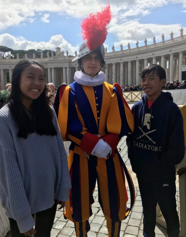 Vatican Swiss Guards with kids