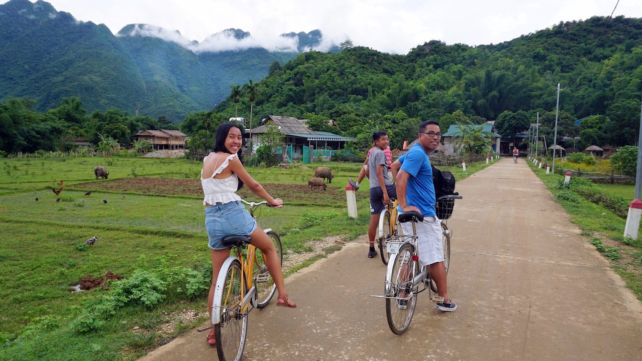Mai Chau biking with kids