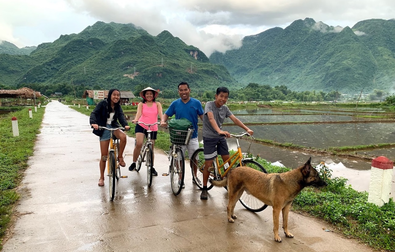 Biking in Mai Chau with kids