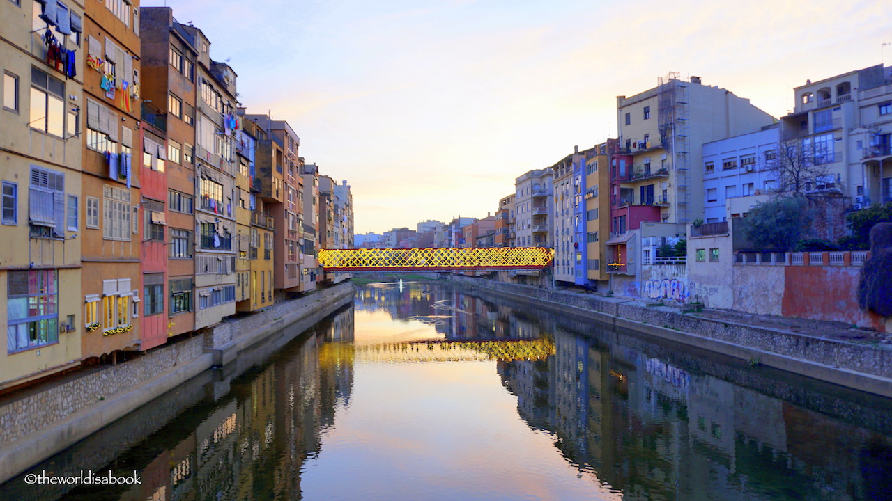 Girona colorful houses sunset
