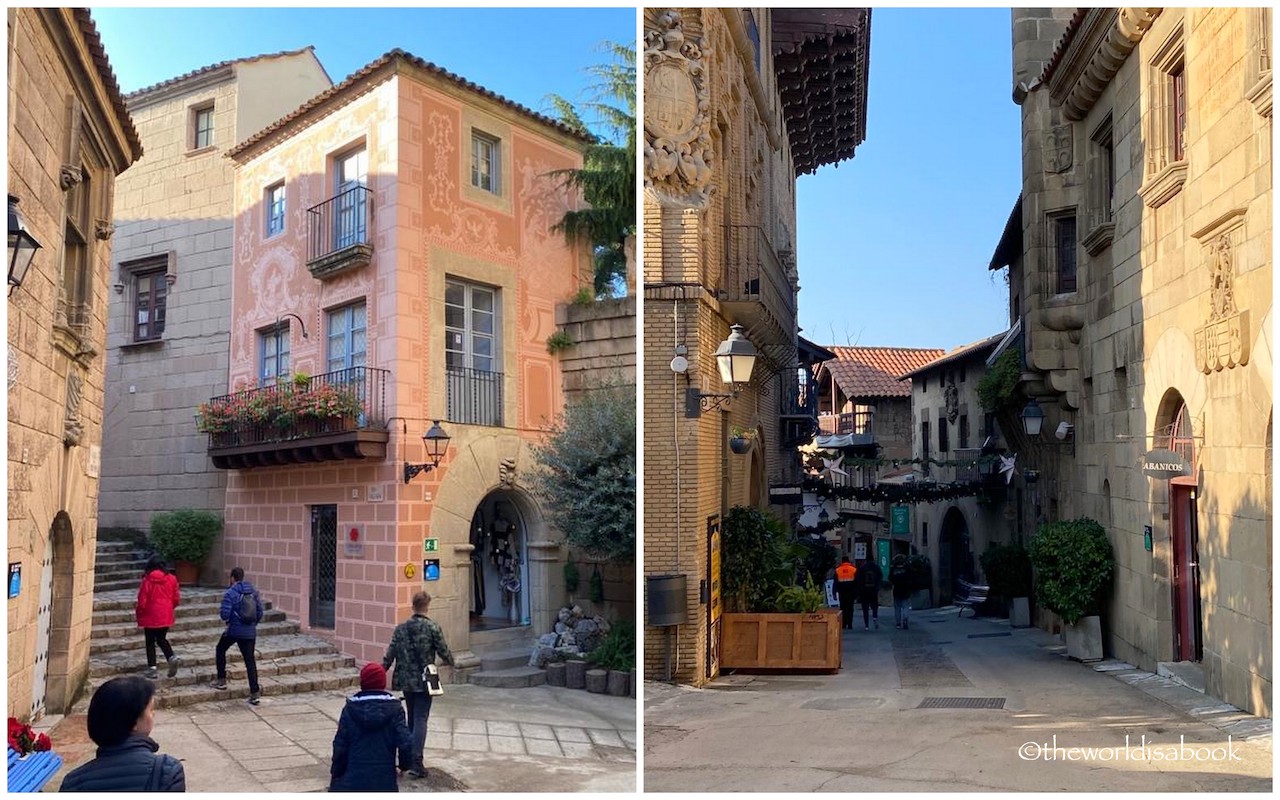 Poble Espanyol street with kids